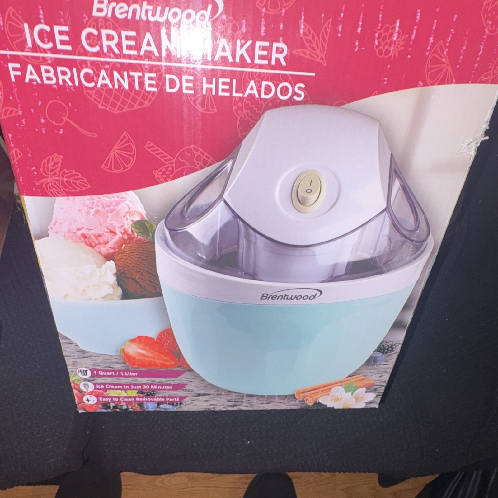 Brentwood 1 Qt Electric Ice Cream Maker Freezer Bowl Easy Clean Blue