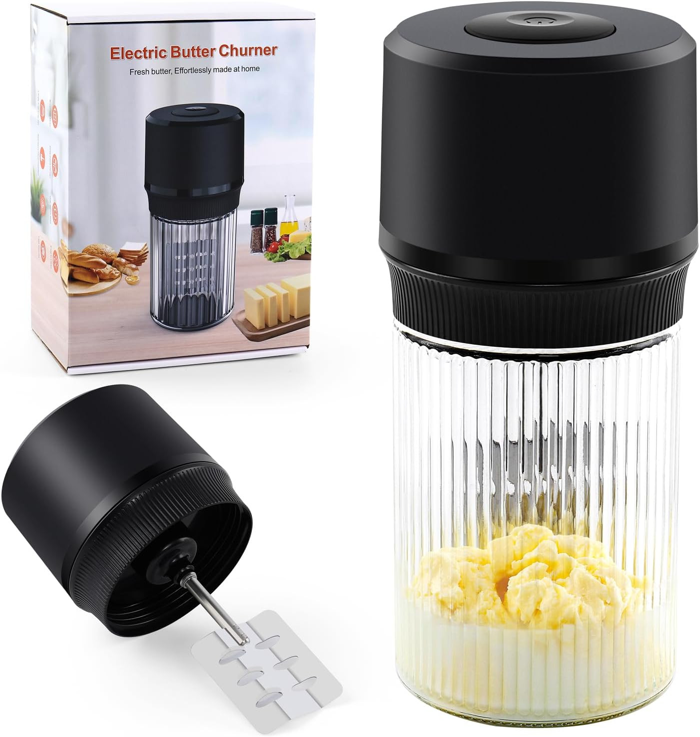 One-Touch Electric Butter Churn – Quick 5-10 Min Creamy Results