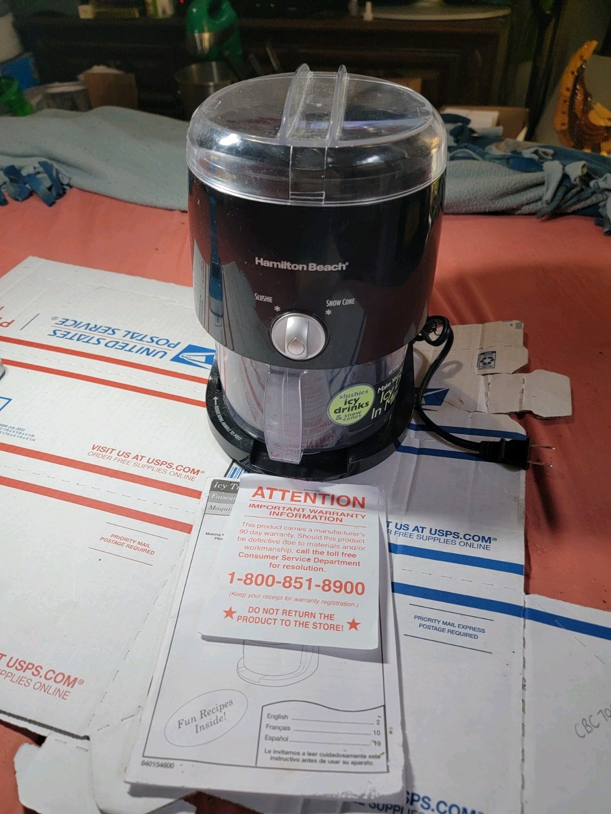 Hamilton Beach 68055 Sno Cone-Slushie Maker New