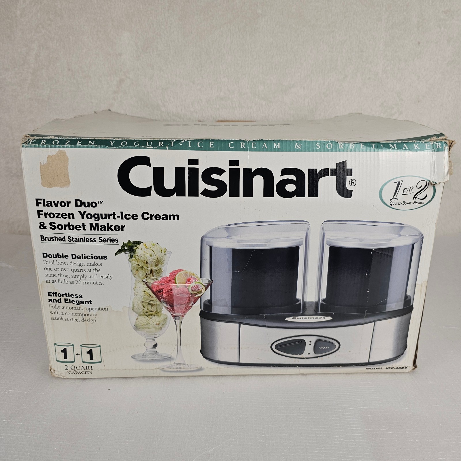 Cuisinart Flavor Duo Frozen Yogurt Ice Cream Sorbet Maker ICE-40BK (TESTED)