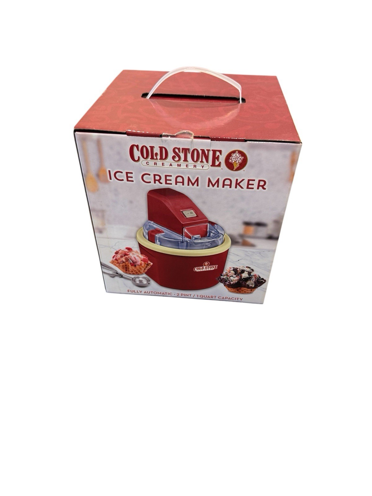 Cold Stone Creamery Electric Ice Cream Maker 2 Pint Fully Automatic Red