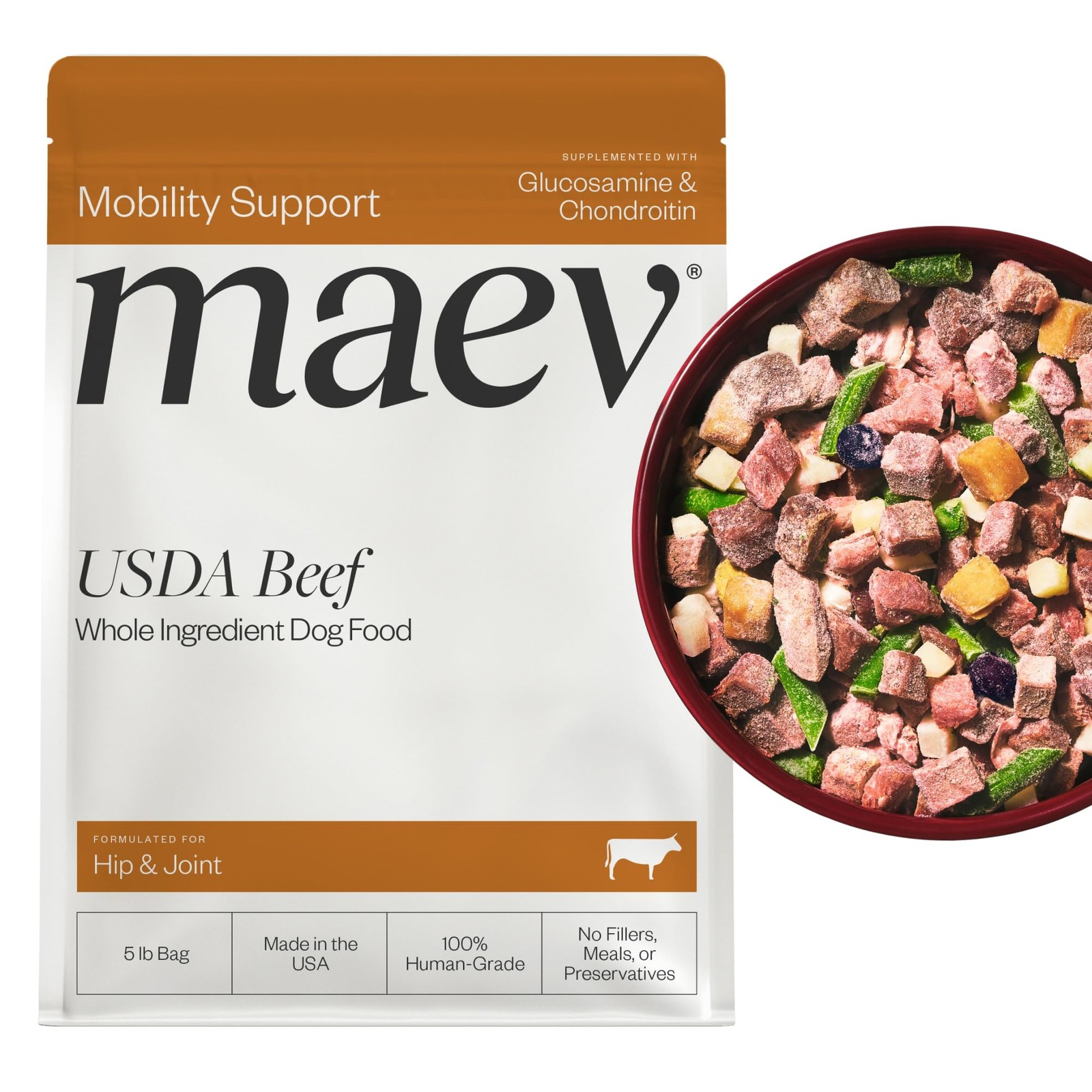 Maev Human-Grade Fresh-Frozen Beef Dog Food Hip Grain-Free Whole Ingredient Raw