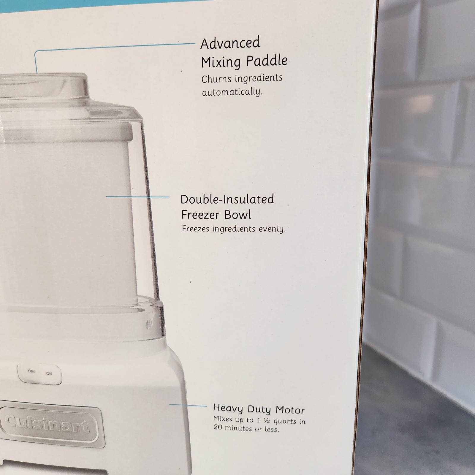 Cuisinart Ice Cream Maker 1.5 Quart Double Insulated Sorbet Frozen Yogurt Drinks
