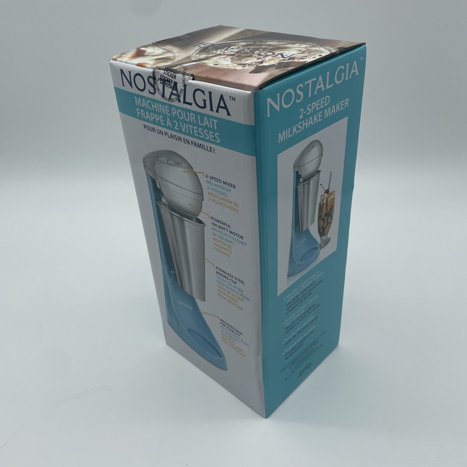 Nostalgia Retro Electronic 2 Speed Milkshake Maker 16oz Stainless Steel Cup New
