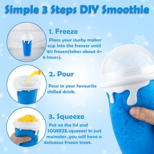 Large Slushie Cup 500ml,Frozen Magic Slushy Cup Maker,DIY Homemade Ice Blue