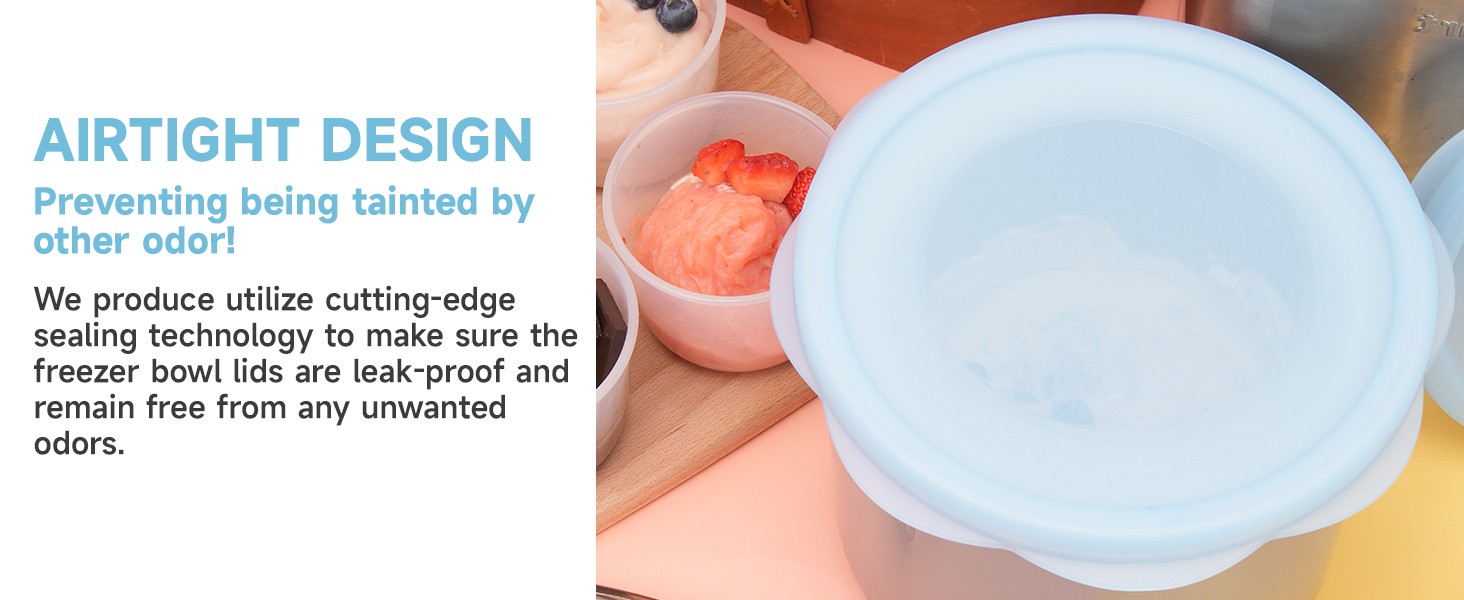 Silicone Lids for Cuisinart 1-1/2-Quart Freezer Bowl, 2 Pack Reusable Covers for