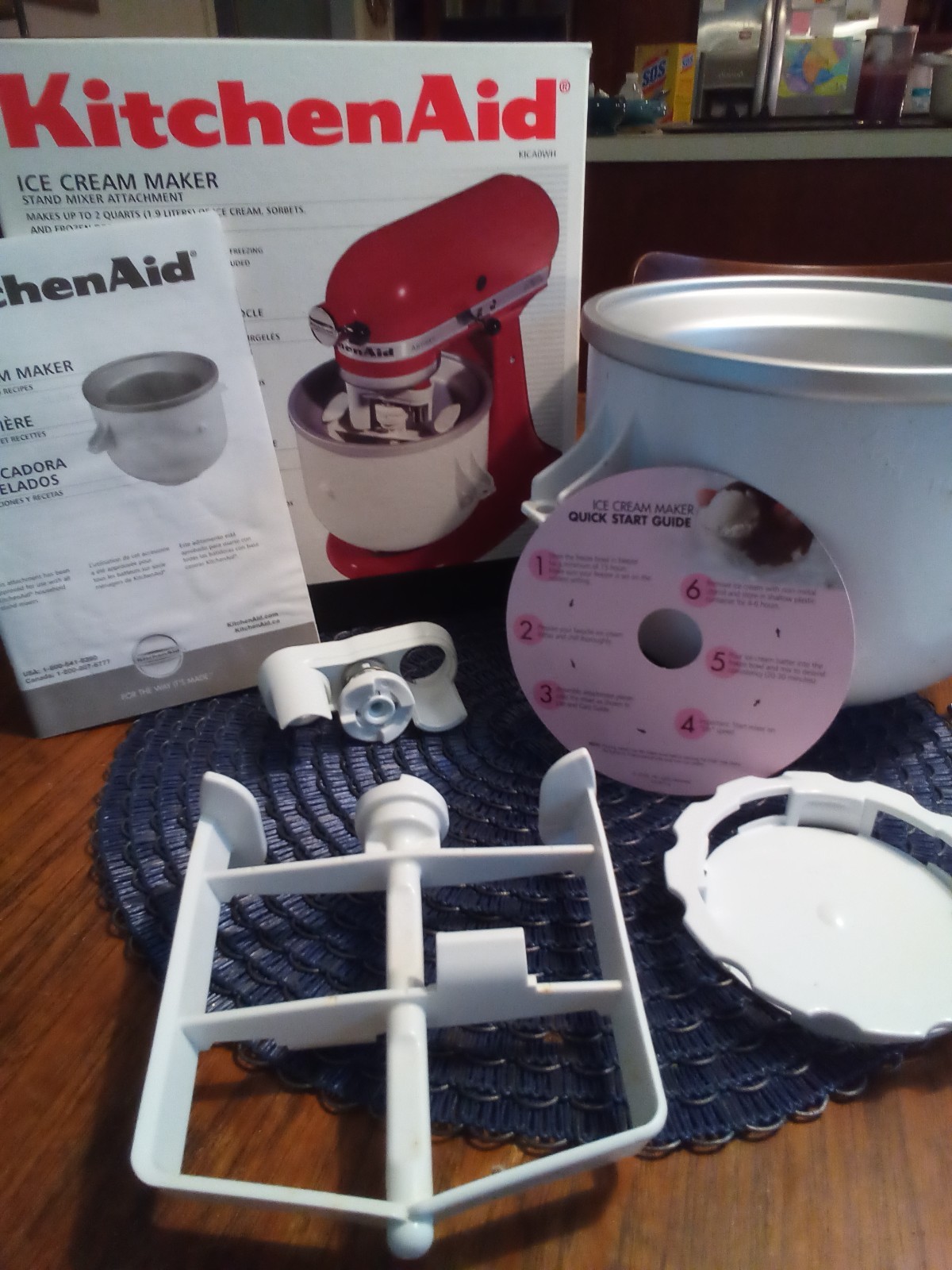 New KitchenAid Stand Mixer Ice Cream Maker Attachment Model KICA0WH