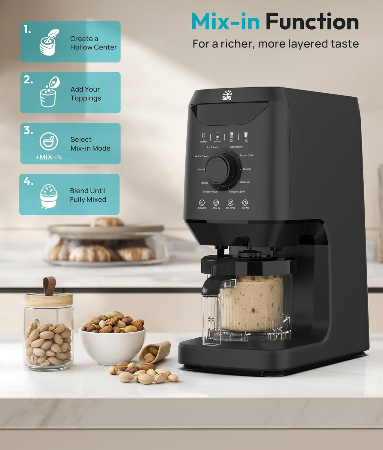 Homemade Ice Cream Maker Machine – 12-In-1 Ice Cream Maker with 2 Pint Container