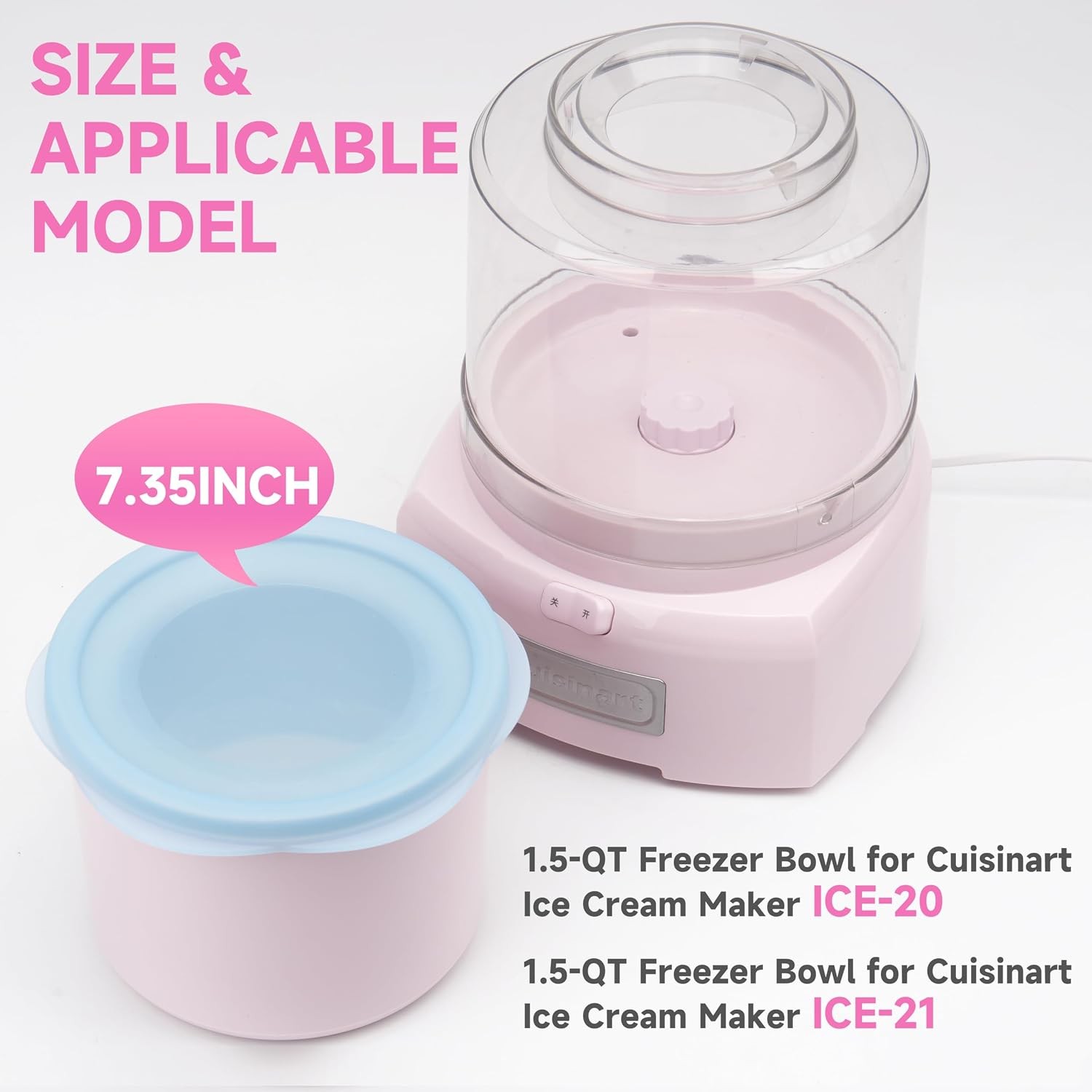 Silicone Lids for Cuisinart 1-1/2-Quart Freezer Bowl, 2 Pack Reusable Covers for