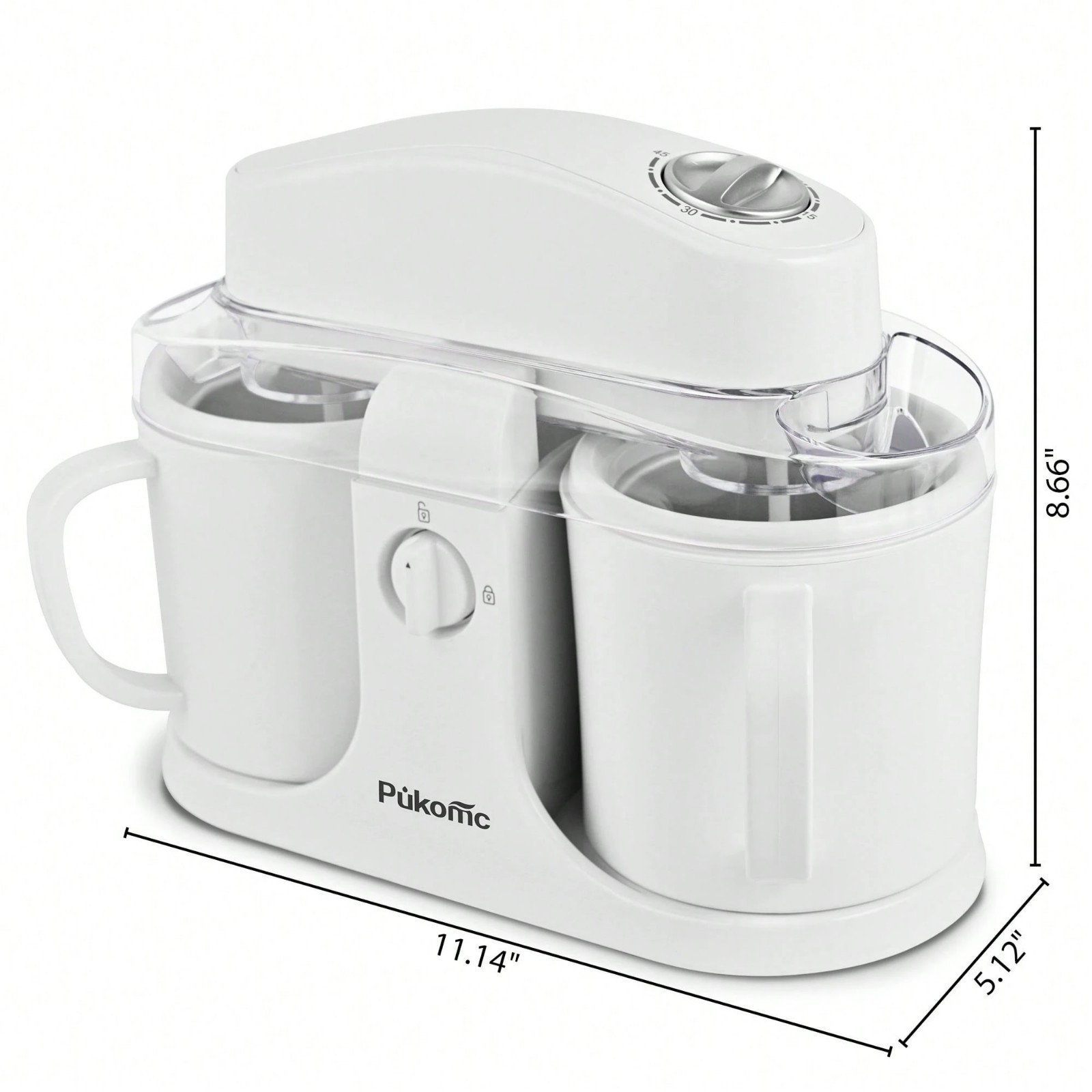 Dual Bowl Ice Cream Maker 20-Min Frozen Dessert Machine