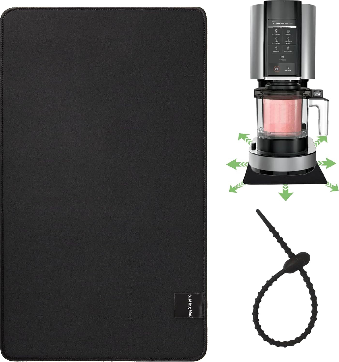 Sliding Pad for Ninja Creami NC301/NC299 Ice Cream Maker with Strap & Tie