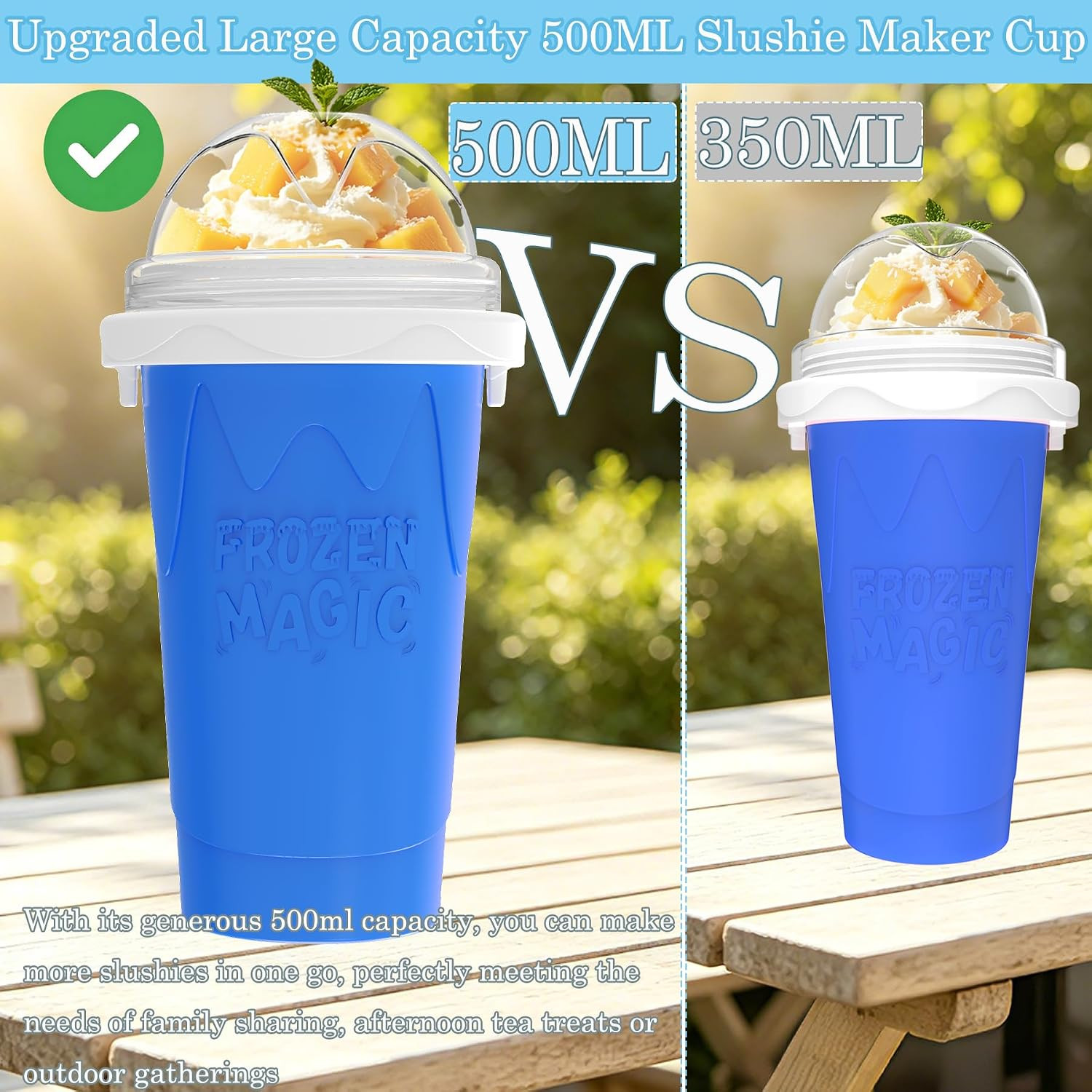 2PCS 500ML Slushie Maker Cup, DIY Magic Slushy Maker Squeeze Cup,Smoothie Squeez