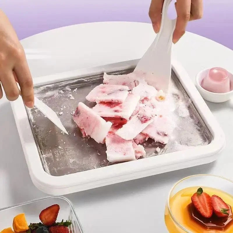 Rolled Ice Cream Maker DIY Frozen Yogurt Pan Homemade Ice Cream Tray Cool Desser