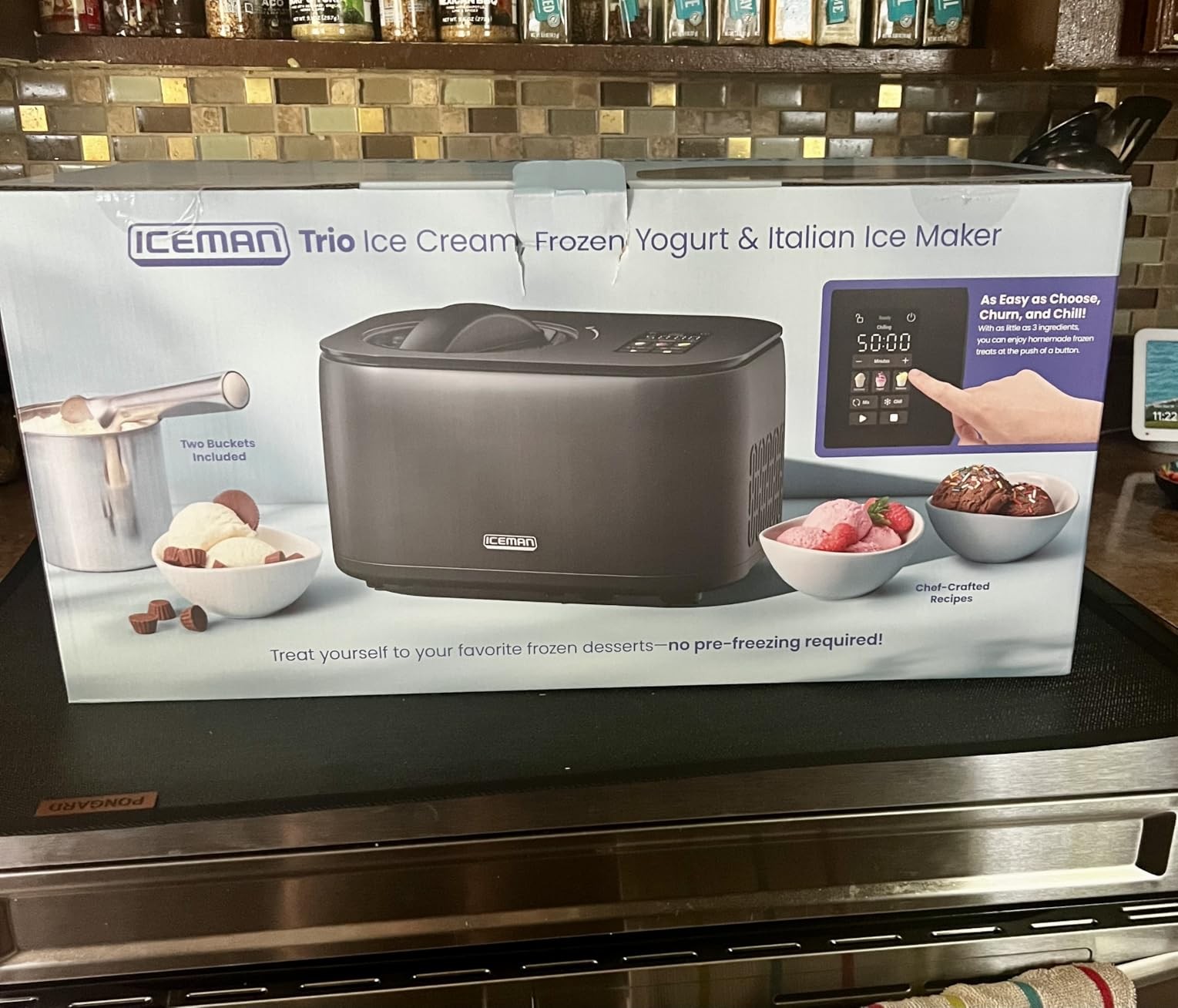 Iceman by Chefman Built-In Compressor Ice Cream Maker 3 Presets 2 Pints