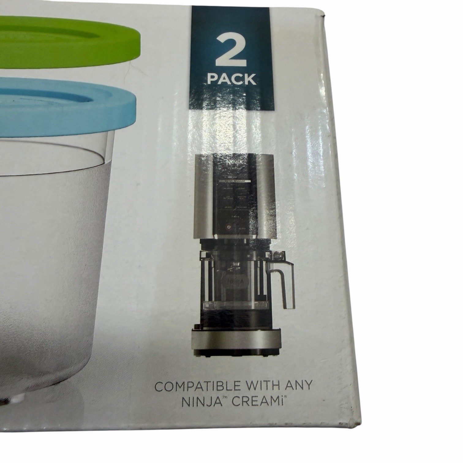 Ninja CREAMi 2 Pack Lime Aqua Pints with Lids for Ice Cream Gelato Sorbet