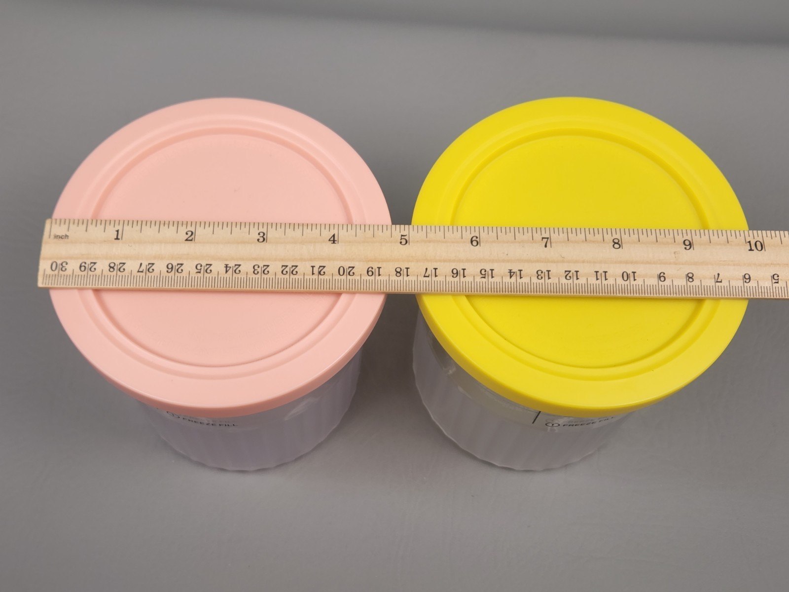 Ninja Creami Pint Container Ice Cream Freezer Storage Yellow & Peach Lids (2 pc)