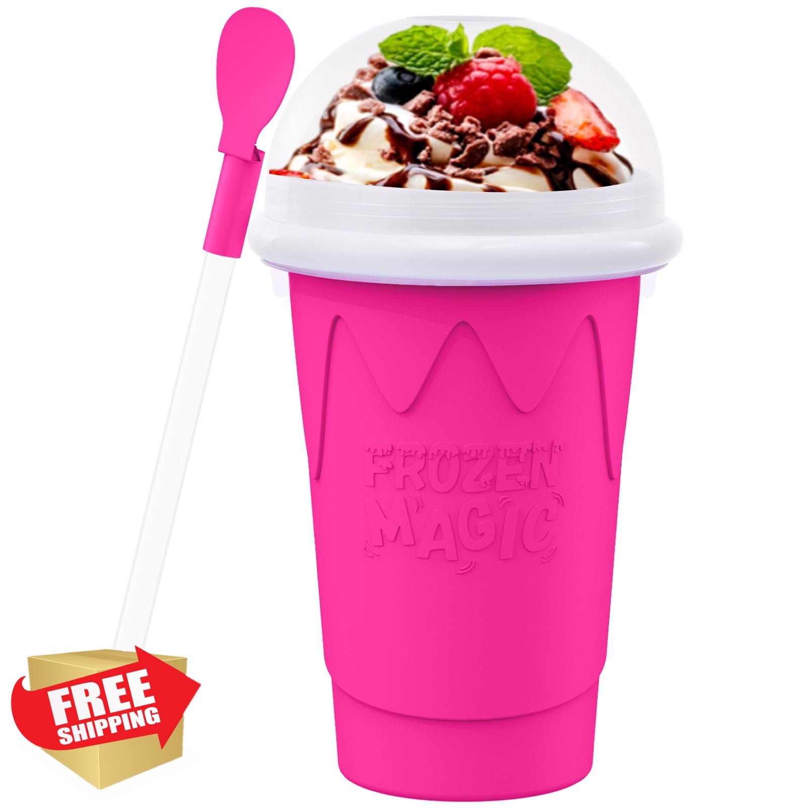 500ML Slushie Maker Cup Pink DIY Squeeze Smoothie Cup