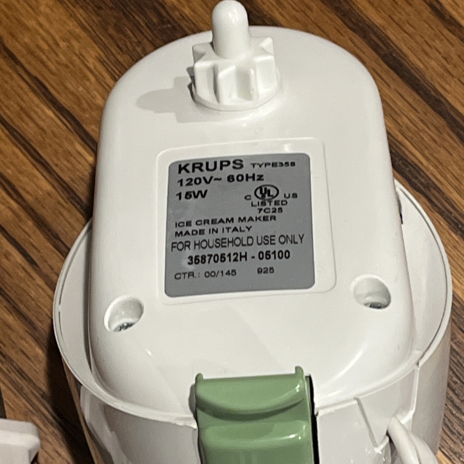 KRUPS La Glaciere Ice Cream Maker 358 Motor and Lid Replacement Tested and Works