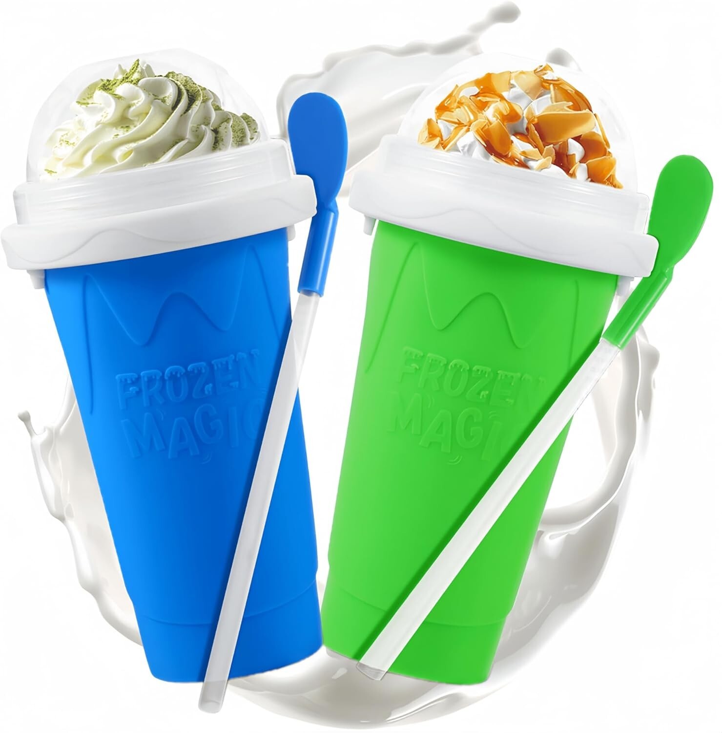 Slushie Maker Cup, 2 Pcs Frozen Magic Slushy Maker Cup,Slushy Cup for Juices, Mi