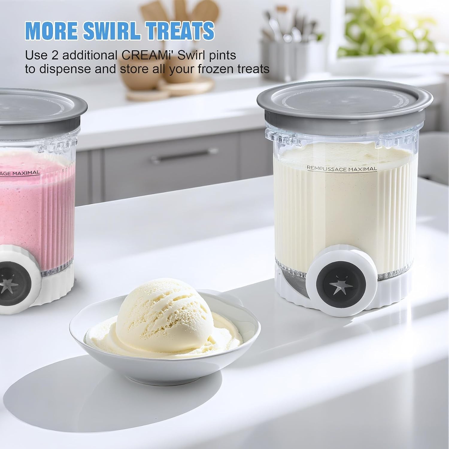 4 Pack Creami Swirl Pints & Lids for Ninja, Compatible with NC700 Series Ninja S