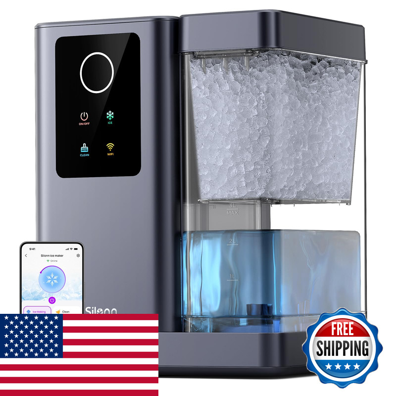 Silonn Nugget Ice Maker Countertop App Voice Control Self Cleaning Ice Machine