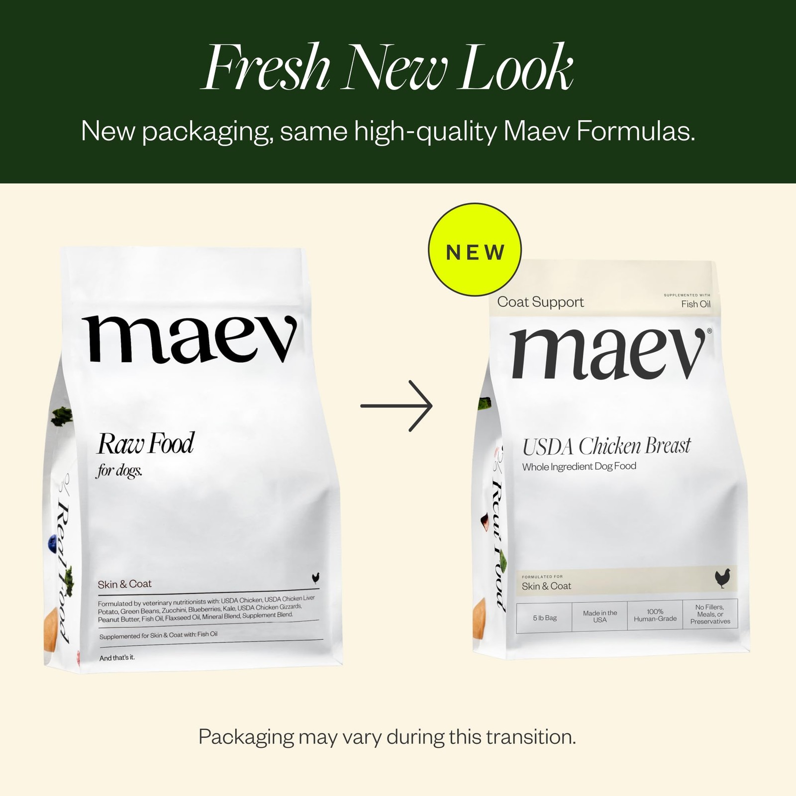 Maev Human-Grade Fresh-Frozen Chicken Dog Food Grain-Free Whole Ingredient Raw