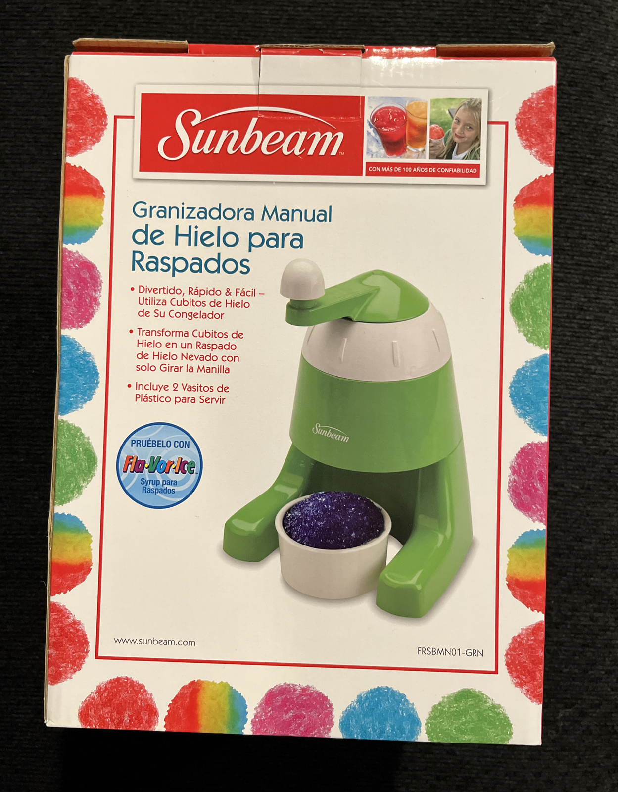 Sunbeam Manual Snow Cone Maker Flavored Ice w/ Serving Cup – Green New Sealed
