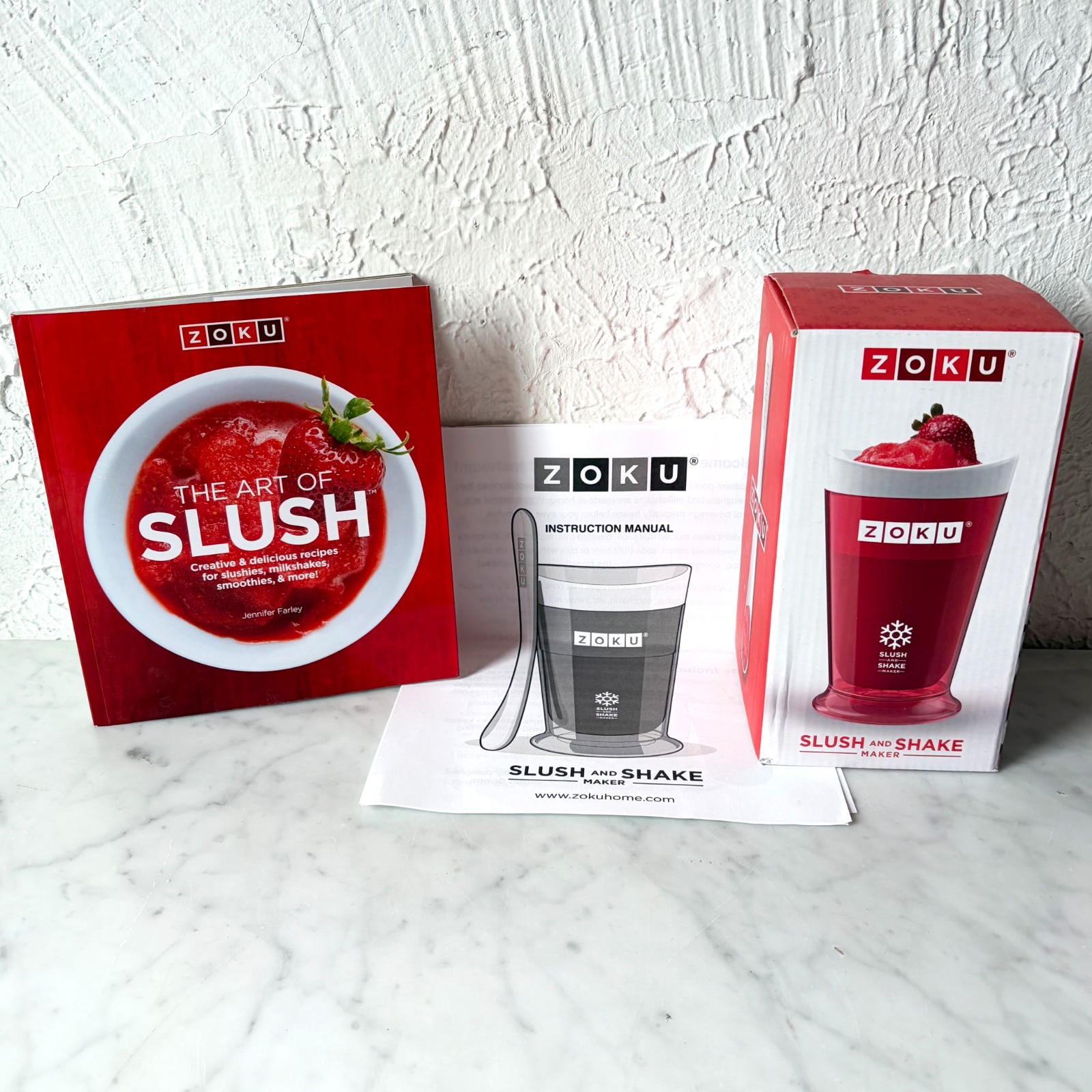 Zoku Slush and Shake Maker Red Frozen Dessert Cup Recipe Book Box No Spoon