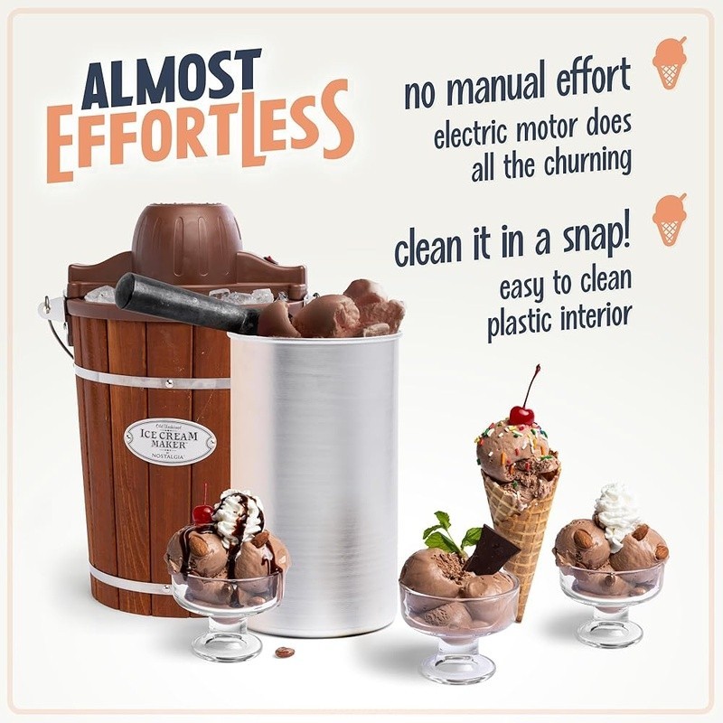 Homemade Ice Cream Machine Quick Frozen Yogurt Gelato Maker Easy W/ Handle 6 Qt