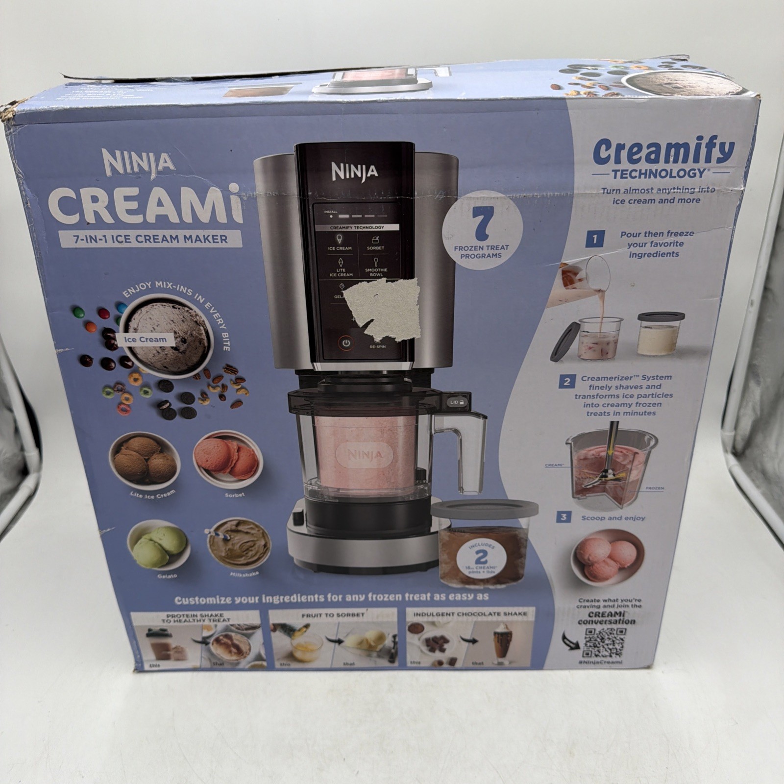Ninja CREAMi 7-in-1 Ice Cream Maker NC301 Grey Open Box