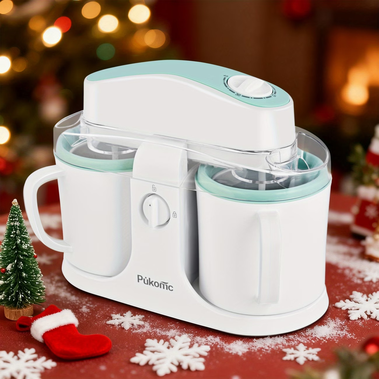 Portable Automatic Ice Cream Maker 1L Dual Cup Yogurt Frozen Dessert Machine