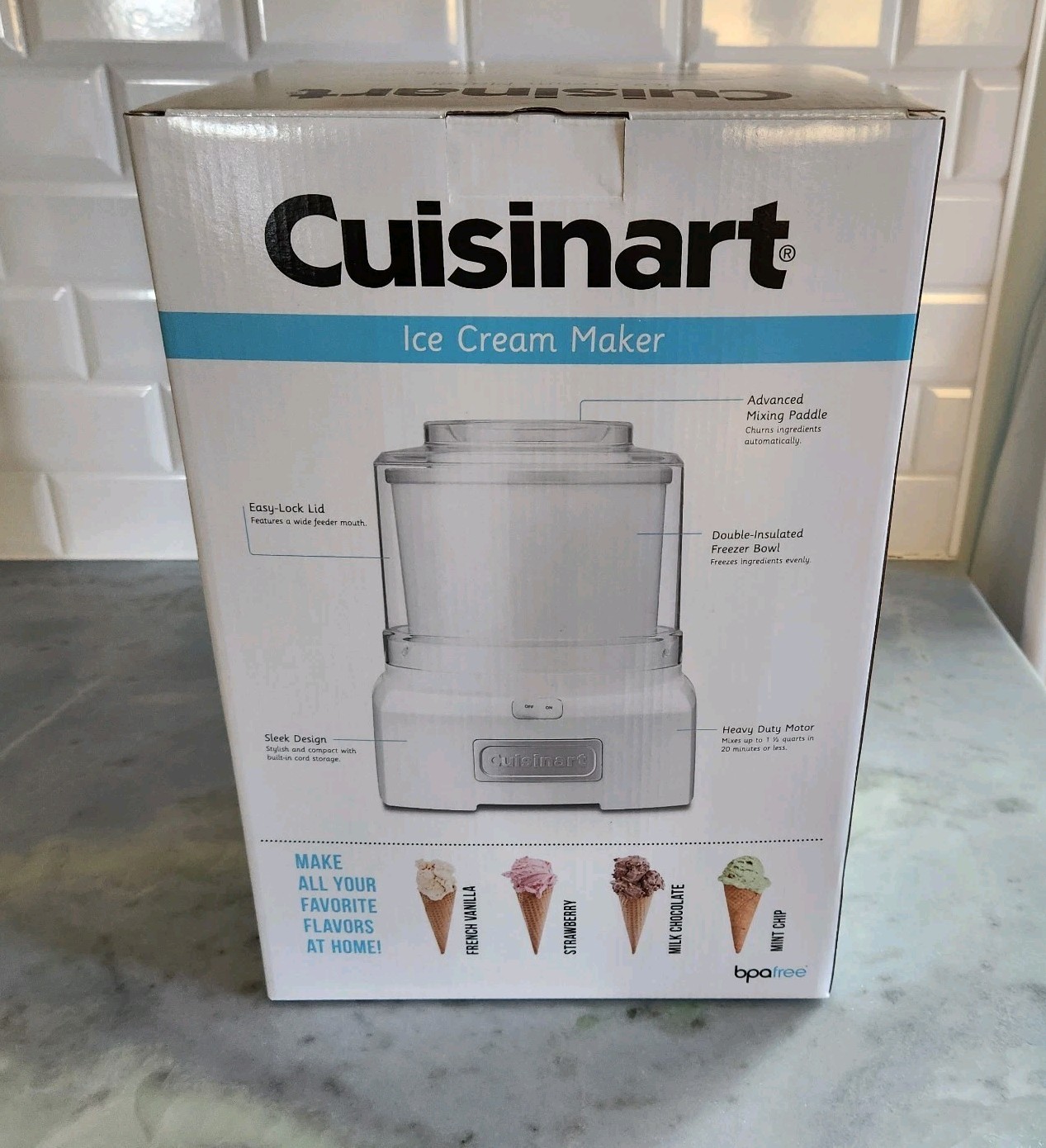 Cuisinart Ice Cream Maker 1.5 Quart Double Insulated Sorbet Frozen Yogurt Drinks