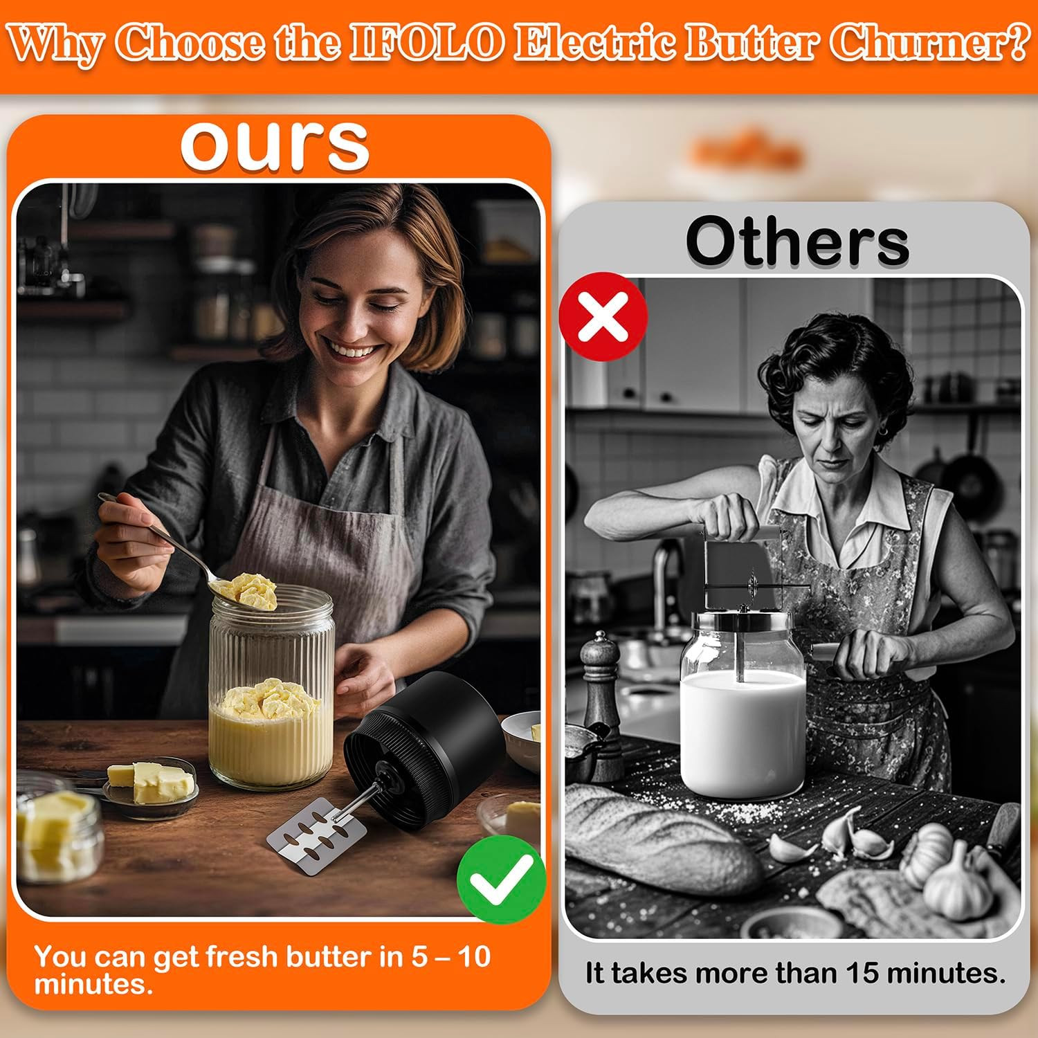 One-Touch Electric Butter Churn – Quick 5-10 Min Creamy Results