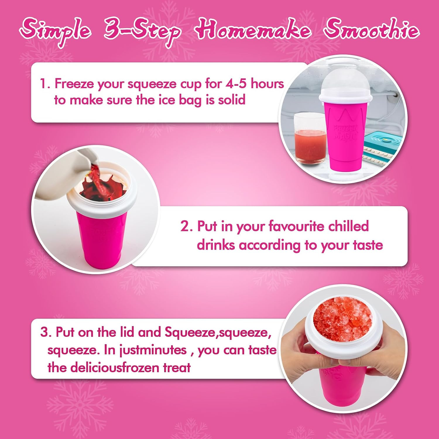 2PCS Slushie Maker Cup-500Ml DIY Magic Quick Frozen Smoothies Cups for Homemade