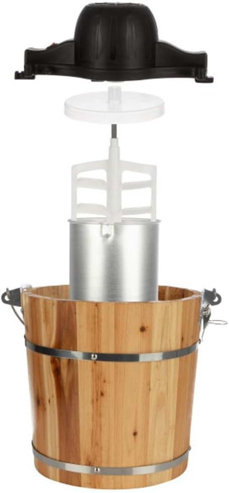 4 Qt Electric Ice Cream Maker Hand Crank Pine Wood Bucket Frozen Yogurt Maker