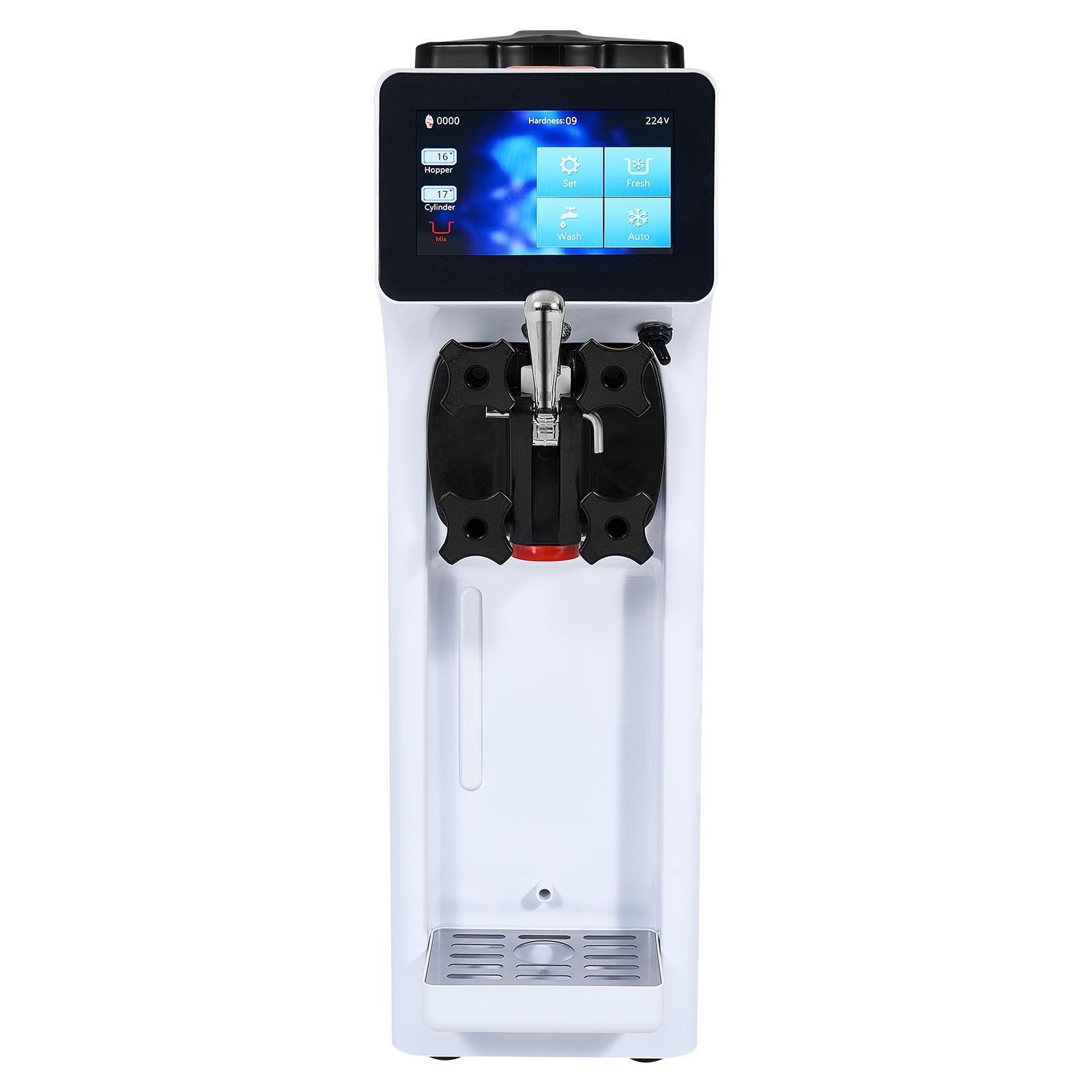 10.6QT/H 1000W Soft Serve Machine, 4L Hopper 1.6L Cylinder, Auto Clean
