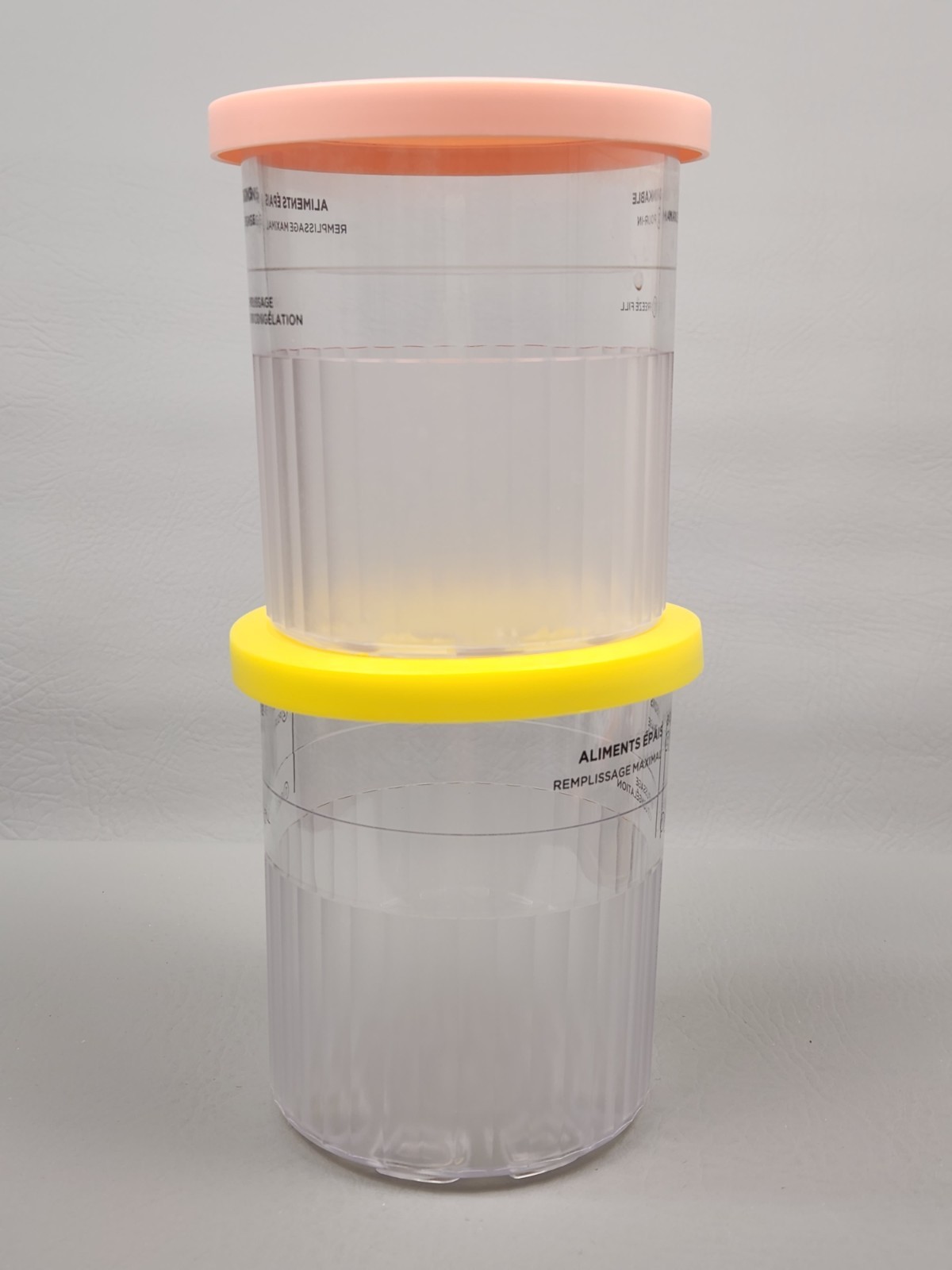 Ninja Creami Pint Container Ice Cream Freezer Storage Yellow & Peach Lids (2 pc)