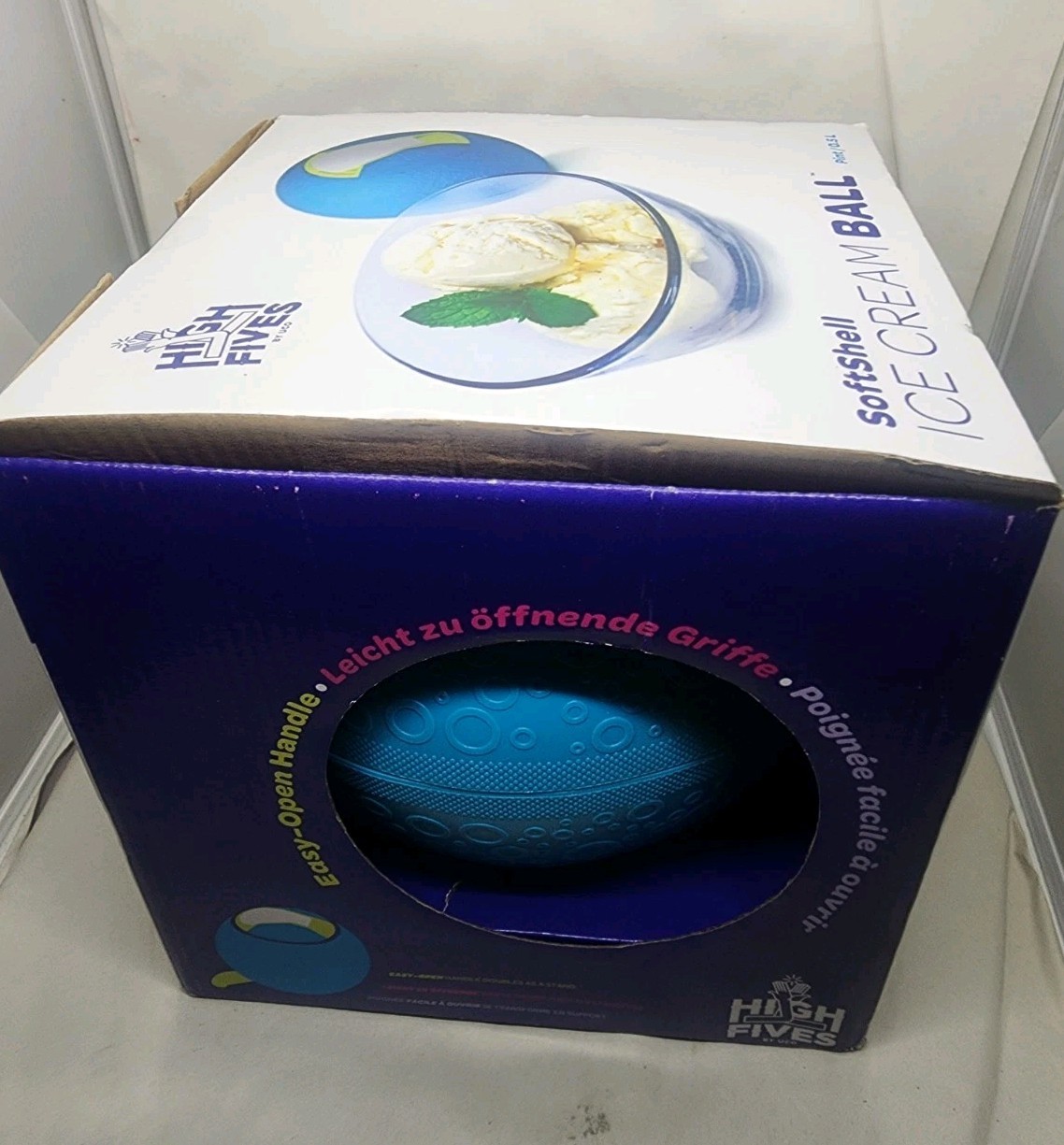 1 Pint Ice Cream Maker Yay Labs High Fives Soft Shell Blue Ice Cream Ball New