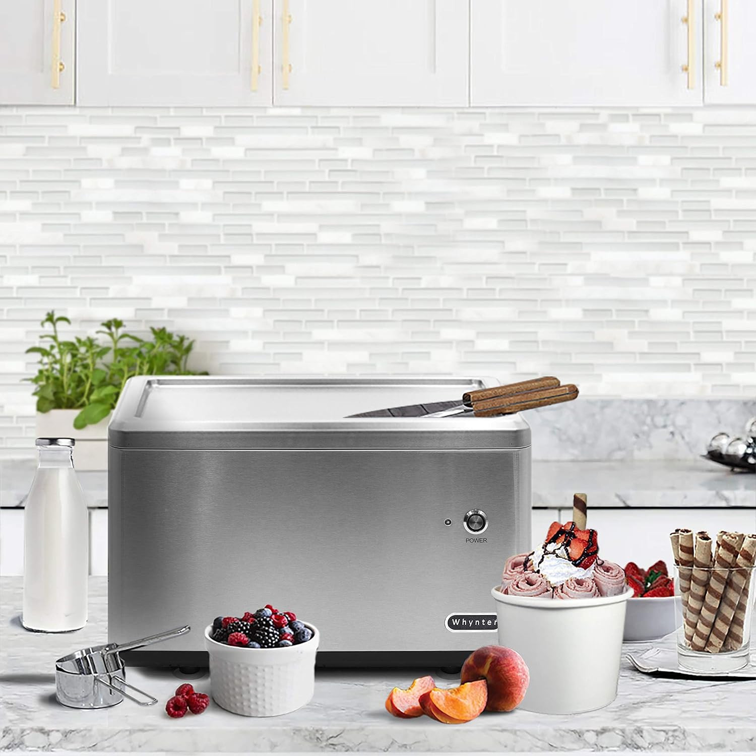 ICR-300SS 0.5-Quart Stainless Steel Rolled Ice Cream Maker with Compressor