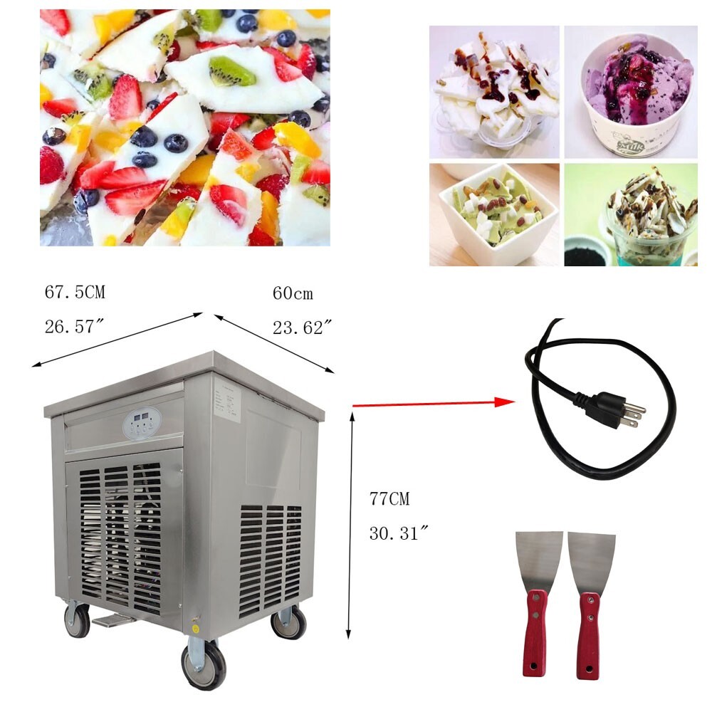 Fried Ice Cream Roll Machine 110V 19.6″ Square Single Pans Yogurt Ice Roll Maker