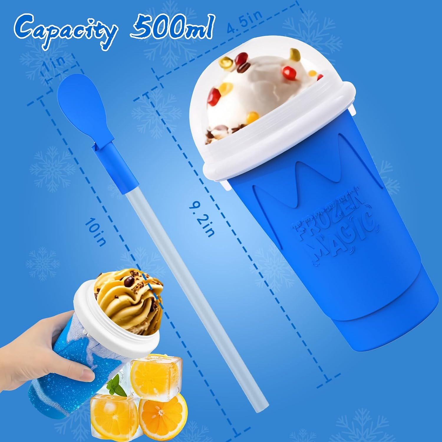 500ML Slushie Maker Cup, Magic Quick Frozen Smoothies Cups for Homemade Milk Sha