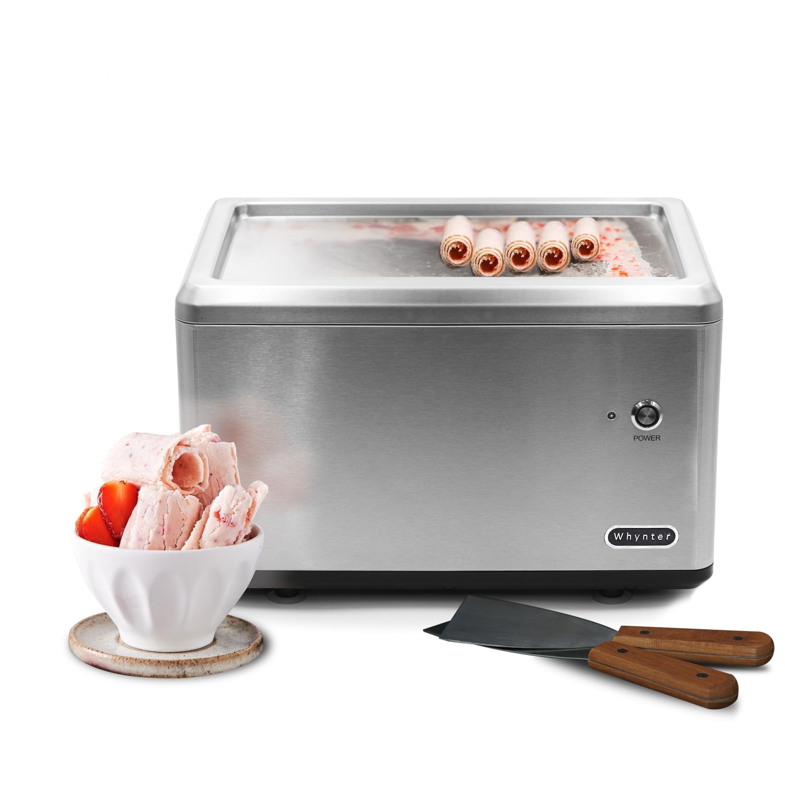 Whynter ICR-300SS Automatic Instant Maker Frozen Pan Roller in Stainless Steel w