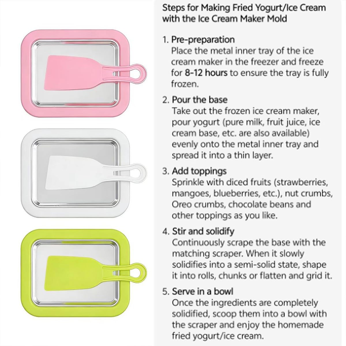 Rolled Ice Cream Kit, At-Home Rolled Ice Cream Maker with 2 Scrapers, DIY Ins…