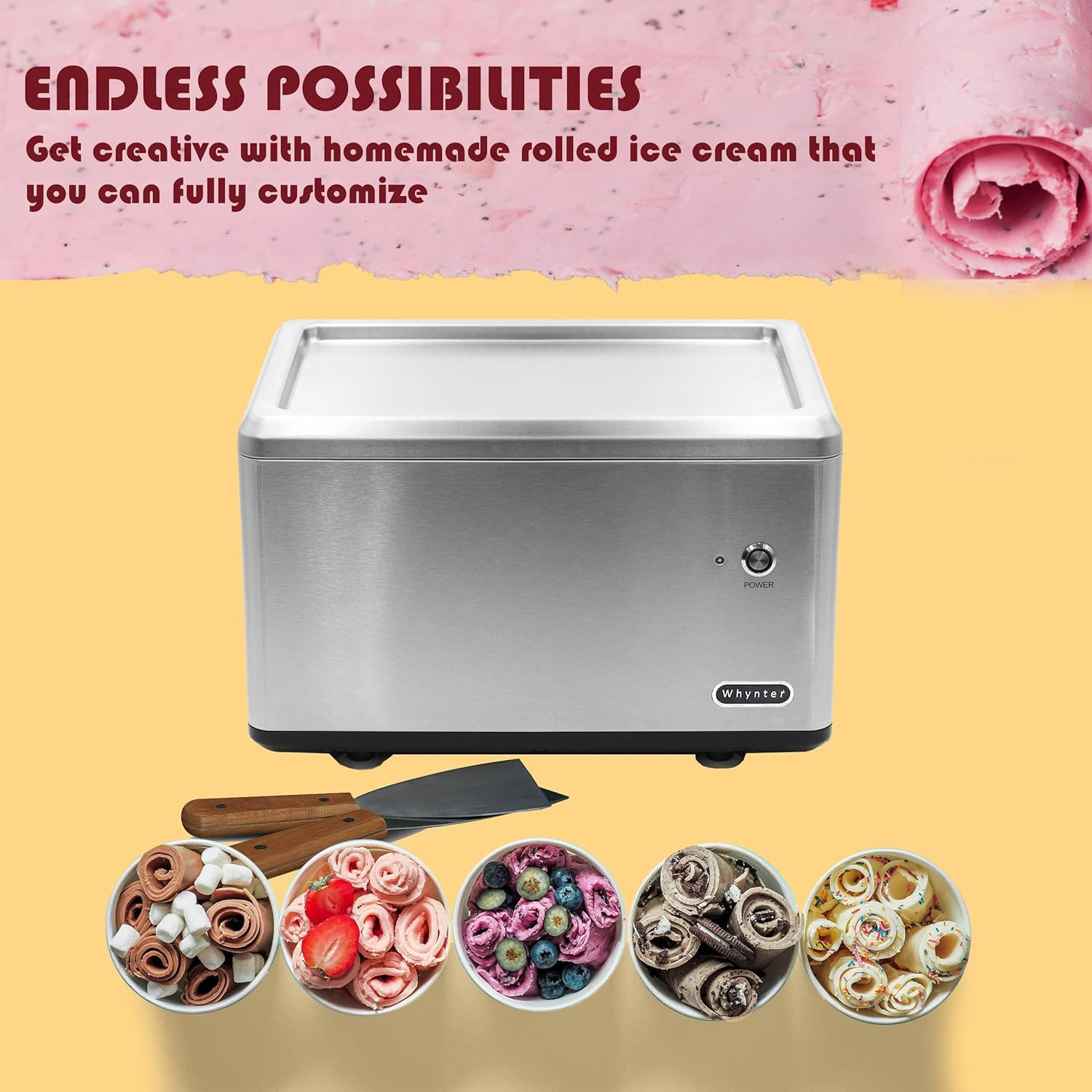 Whynter ICR-300SS 0.5-Quart Stainless Steel Rolled Ice Cream Maker with Compress
