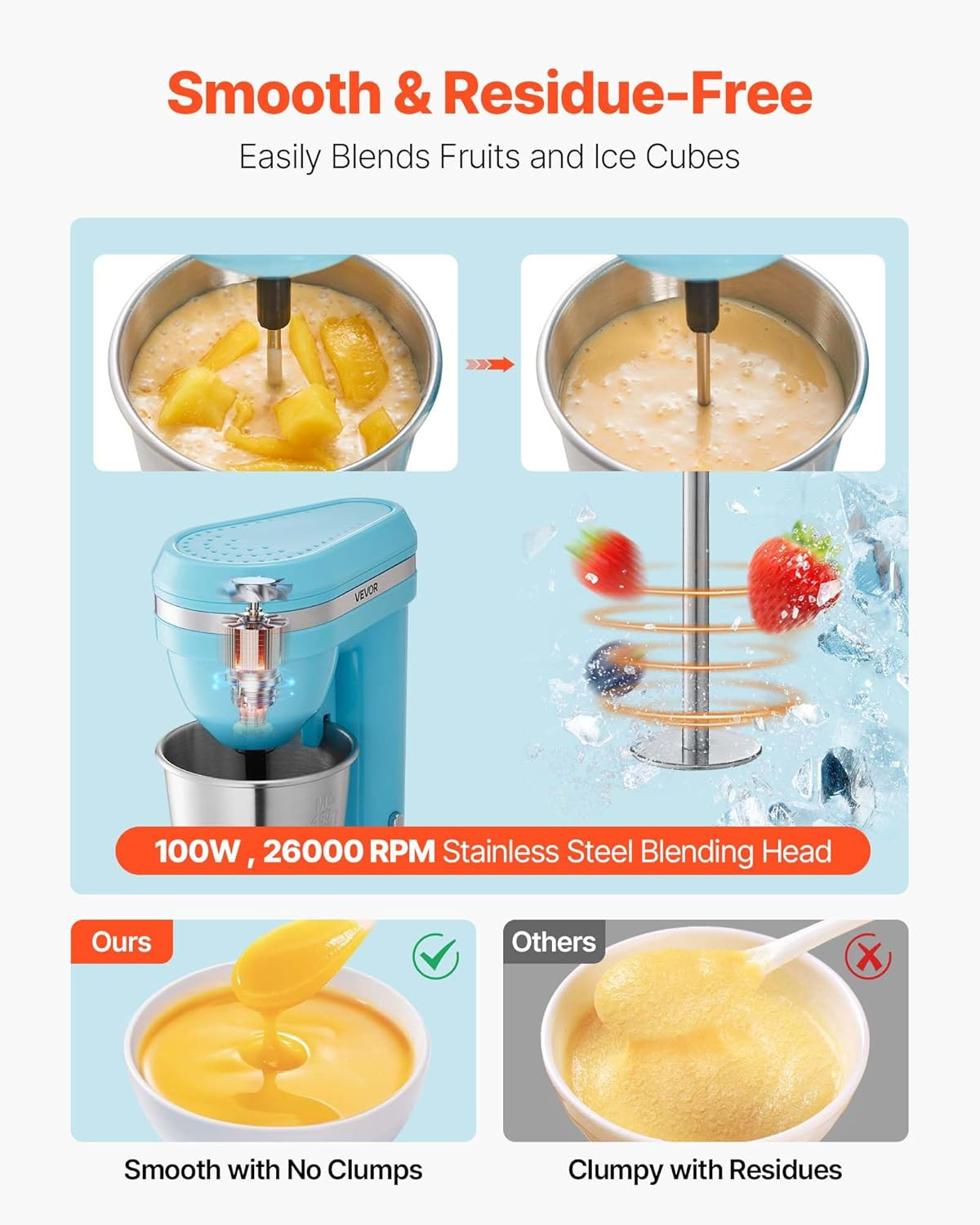 Milkshake Maker, 100W Milk Shake Maker Mixer, Single Head Drink Mixer Blender Ma