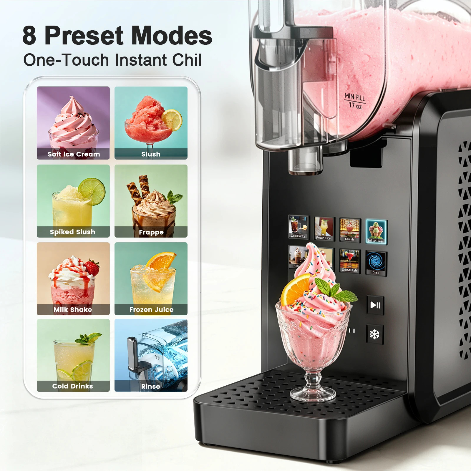 2-in-1 Slushie Machine 90 oz Large Capacity Frozen Drink Maker No Ice Needed Aut
