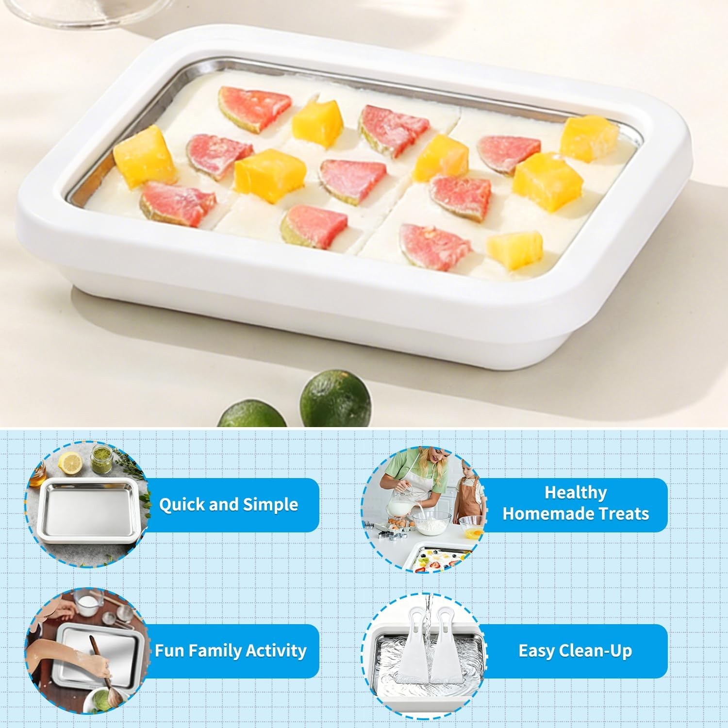 At-Home Rolled Ice Cream Maker – Stainless Steel DIY Machine for Frozen Yogurt
