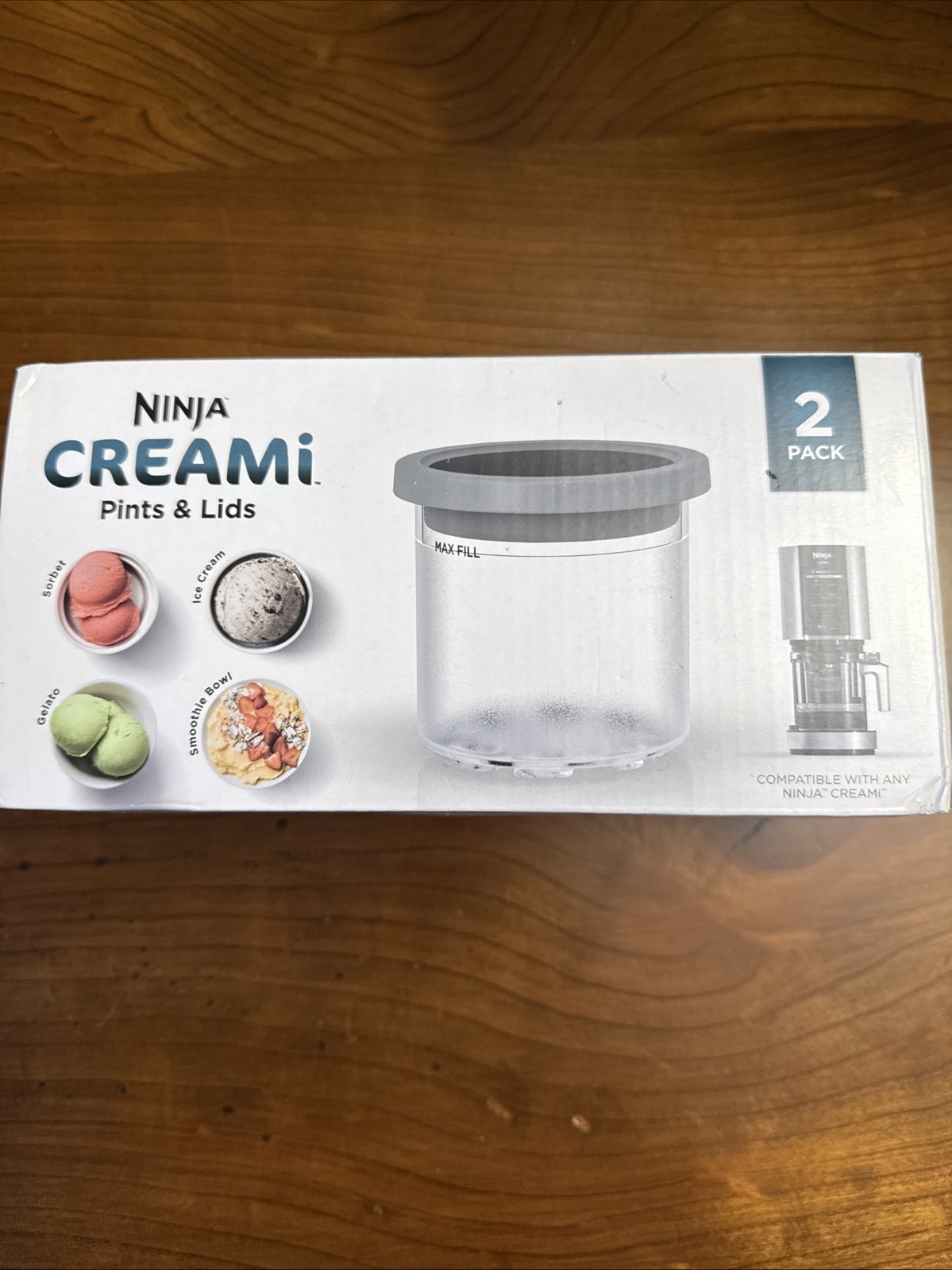 NEW NINJA CREAMI “AUTHENTIC” “PINTS & LIDS” (2 PACK) WORKS w/ANY NINJA CREAMI