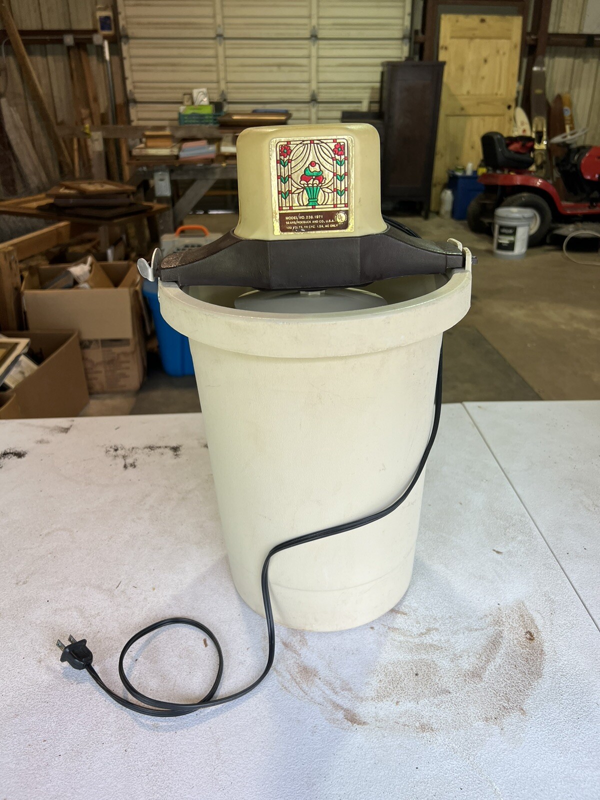 Vintage Sears Roebuck Ice Cream Freezer Maker Electric motor run