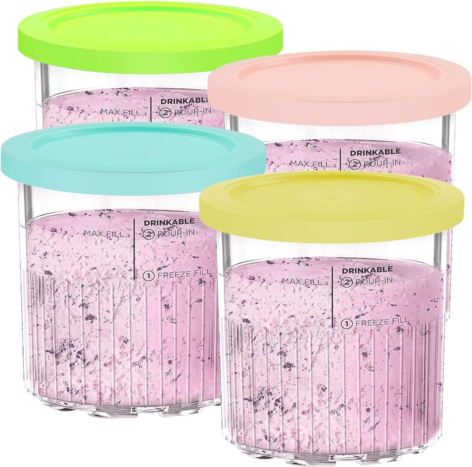 4X Ice Cream Container 800ml Storage Cup With Lids For Ninja Creami NC500 NC501